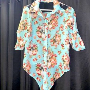 Sheer floral skull top